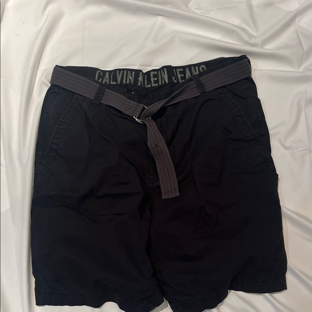 Calvin Klein Black Shorts with Gray Belt